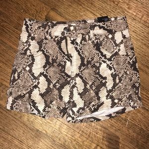 H&M snakeskin denim shorts